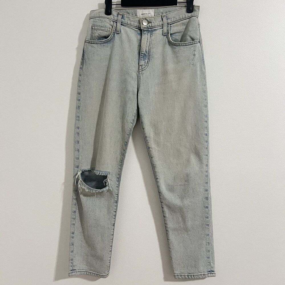 Current Elliot The Vintage Cropped Jeans Size 26 Blue Light Wash Distressed Slim
